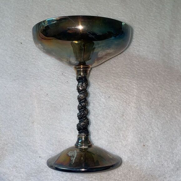 Valero Champagne cocktail Wedding Wine Silver Cup Glass Grape Twist 3 spain goth - Picture 2 of 10